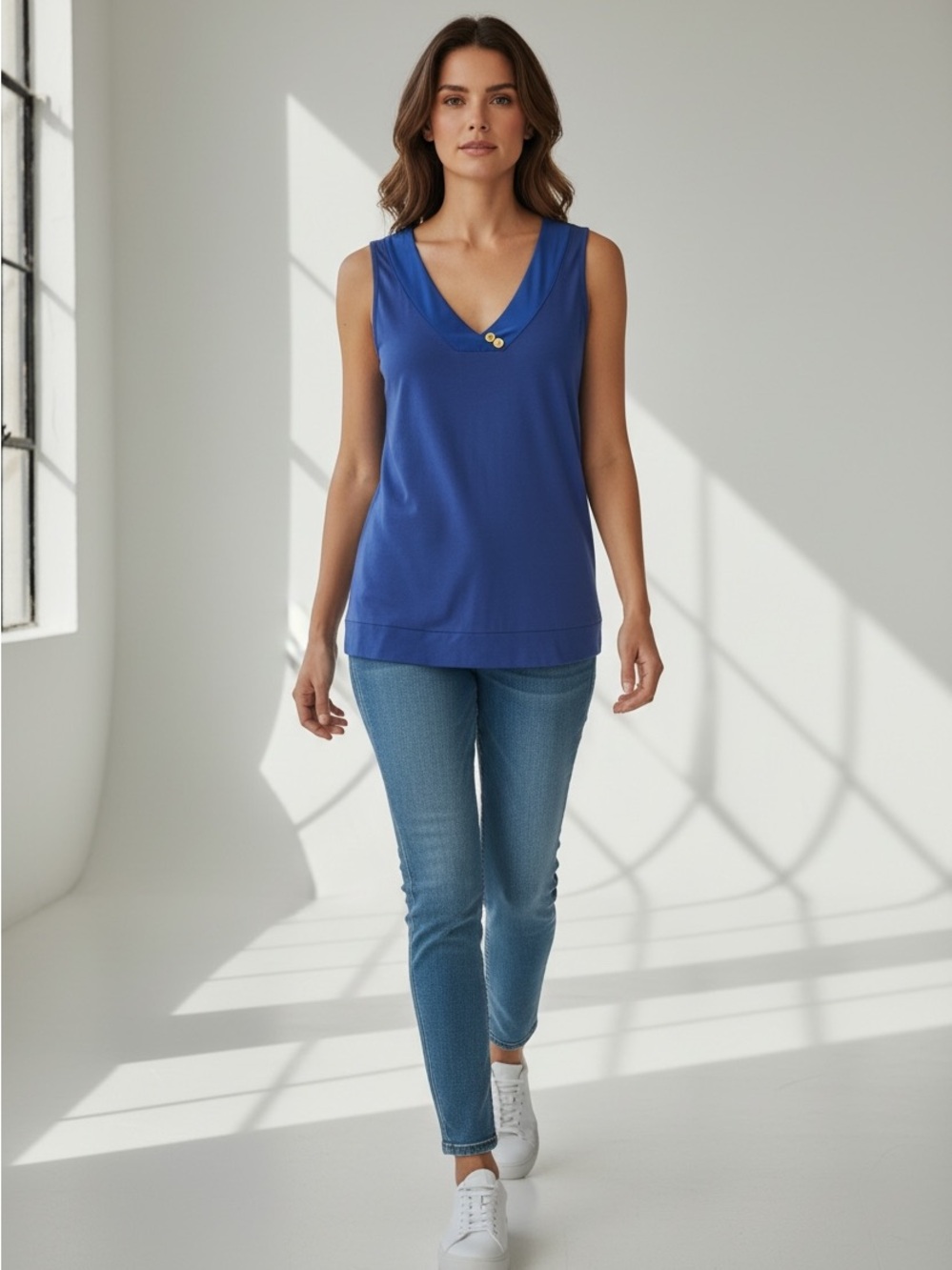 Banana Republic Royal Blue V-Neck Sleeveless Tank